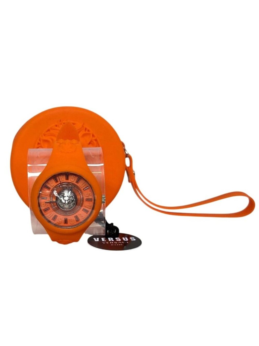 Versus Versace Orange Luxury Fire Island Silicon 39mm Watch and Wristlet NWT - Picture 7 of 16